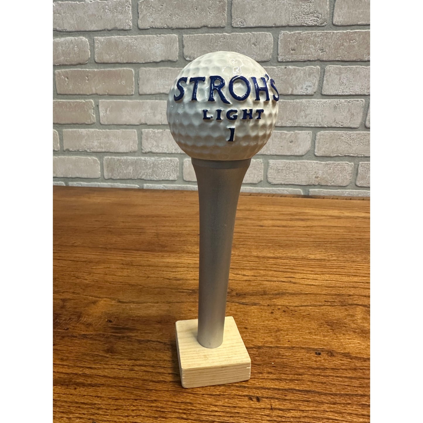 Vintage Stroh's Light Golf Ball On Tee Beer Tap Handle 8.5" Tapper Bar