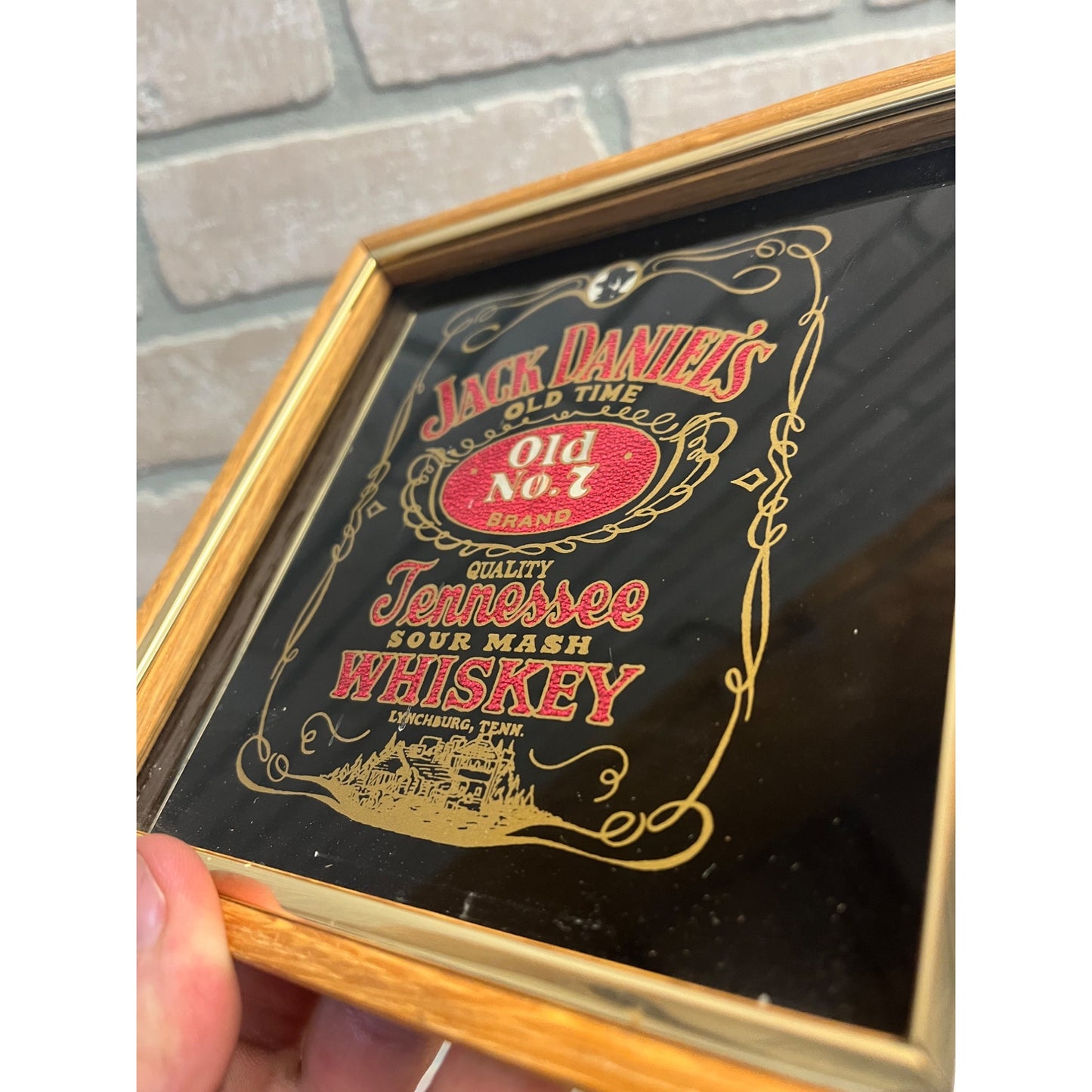 Vintage Jack Daniel's Tennessee Whiskey Bar Mirror Sign Small 6.75" x 6.75"