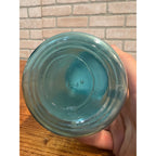 1900s Pair Early Ball Perfect Mason Canning Jars Footed A Aqua Blue #4 Zinc lids