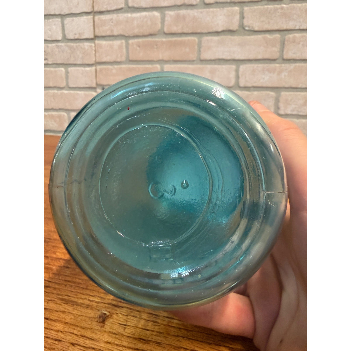1900s Pair Early Ball Perfect Mason Canning Jars Footed A Aqua Blue #4 Zinc lids