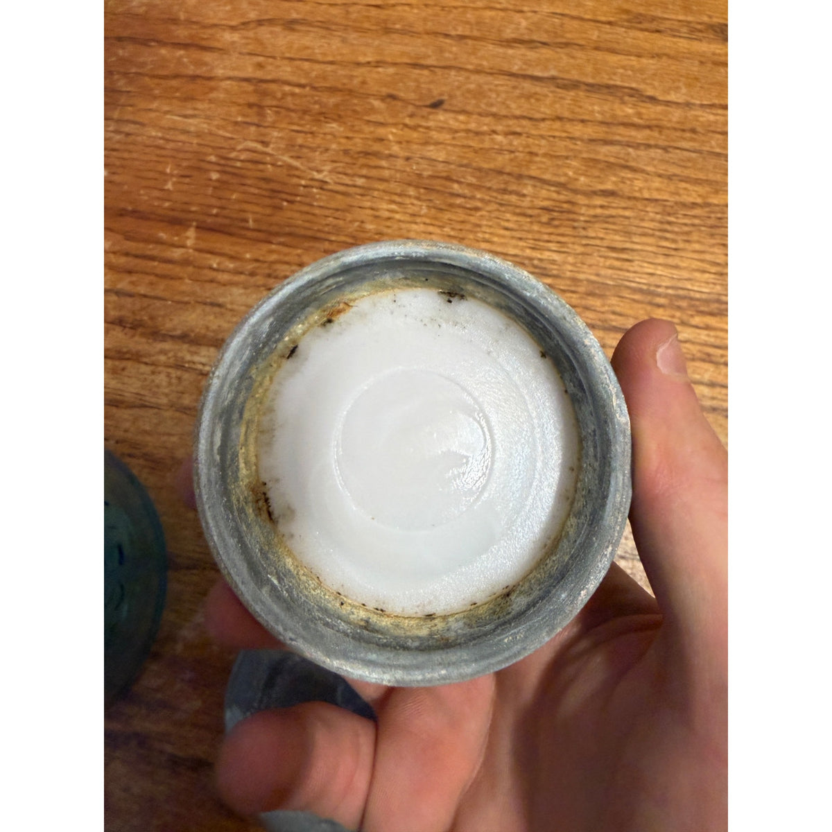 1900s Pair Early Ball Perfect Mason Canning Jars Footed A Aqua Blue #4 Zinc lids
