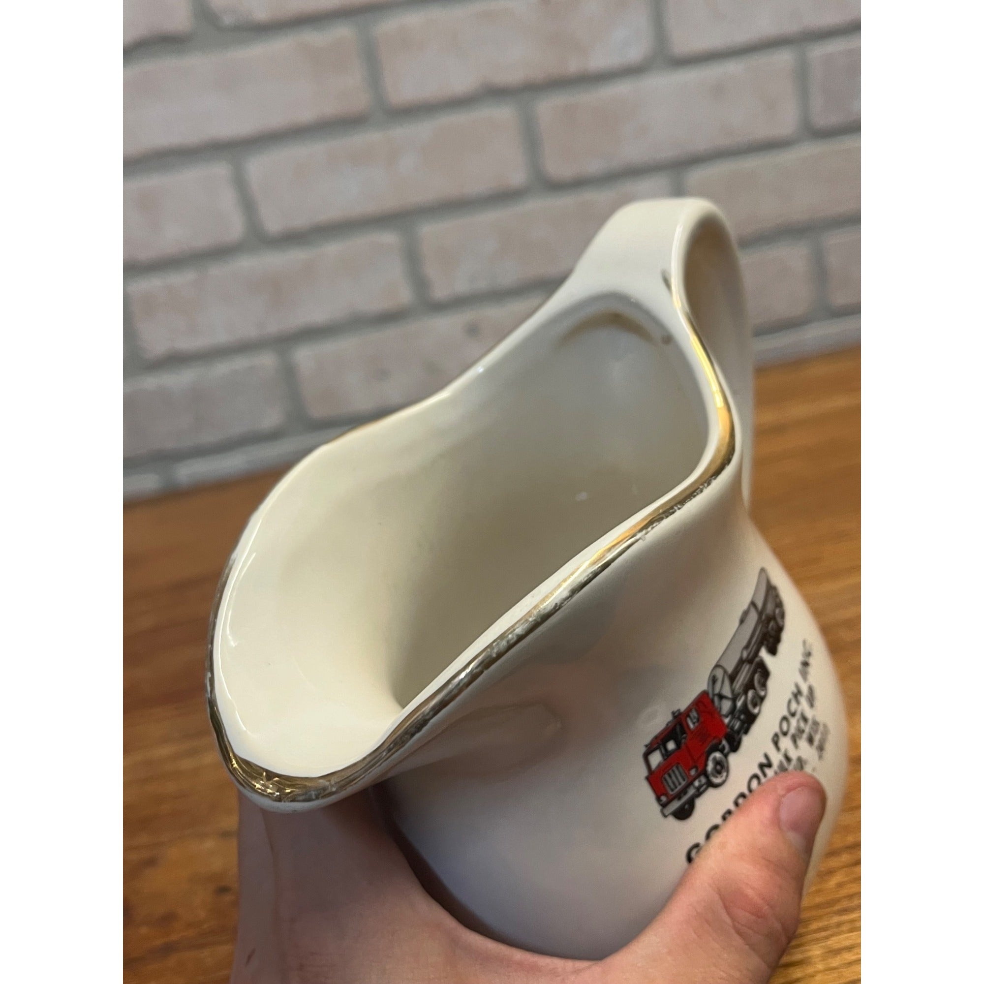 Vintage Gordon Poch Bulk Milk Pick up St. Cloud Wisconsin Advertising Pitcher