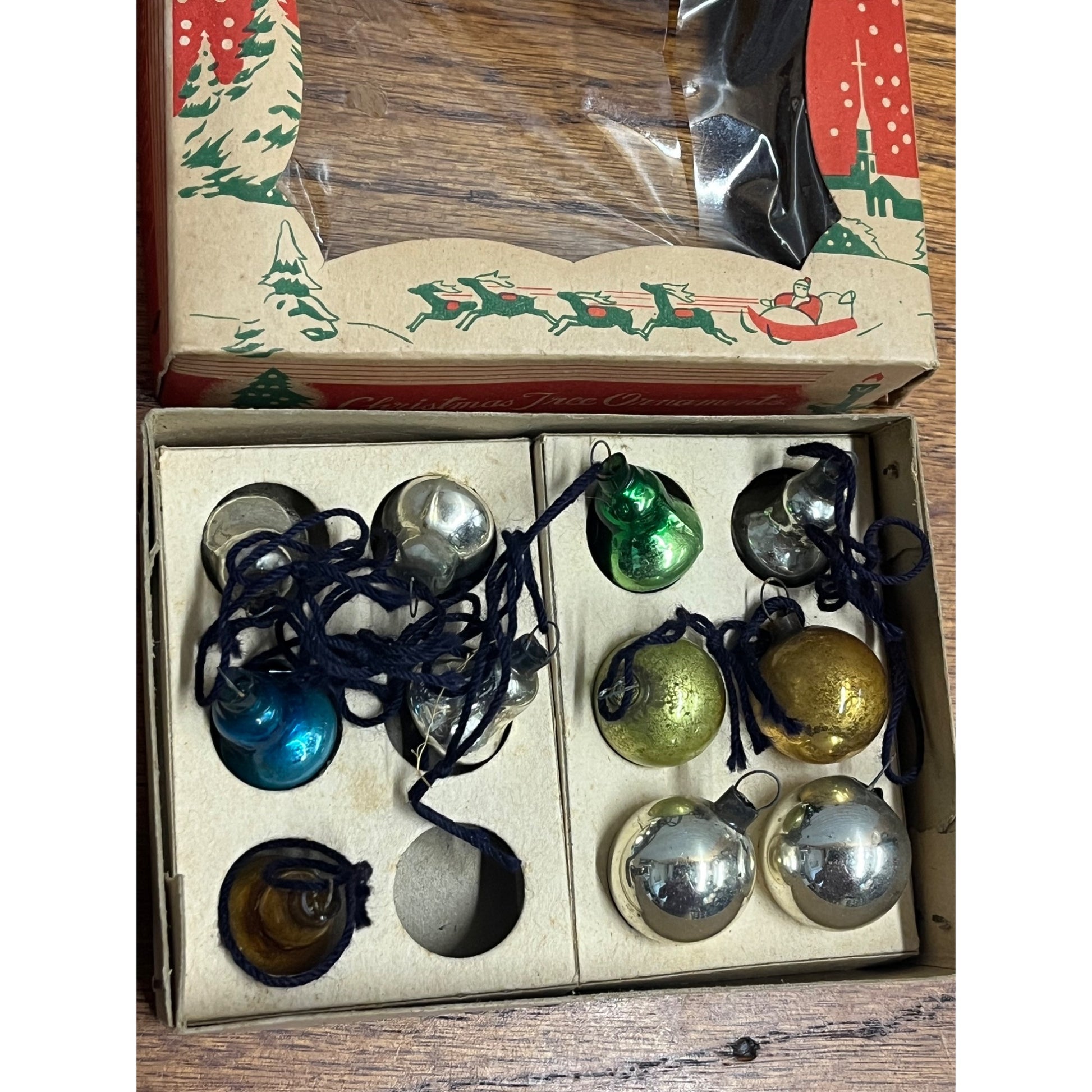 Vintage 1950s Japan Glass Feather Tree Christmas Ornaments Bells 15mm 20mm