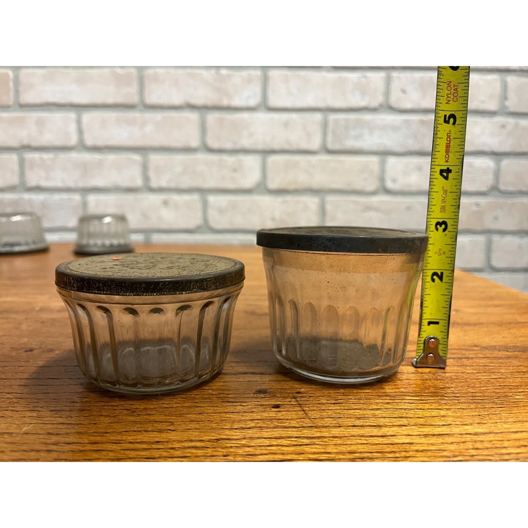 Vintage Ribbed Kerr Atlas Ball Jelly Glass Jars Lot Original Tin Metal Lids