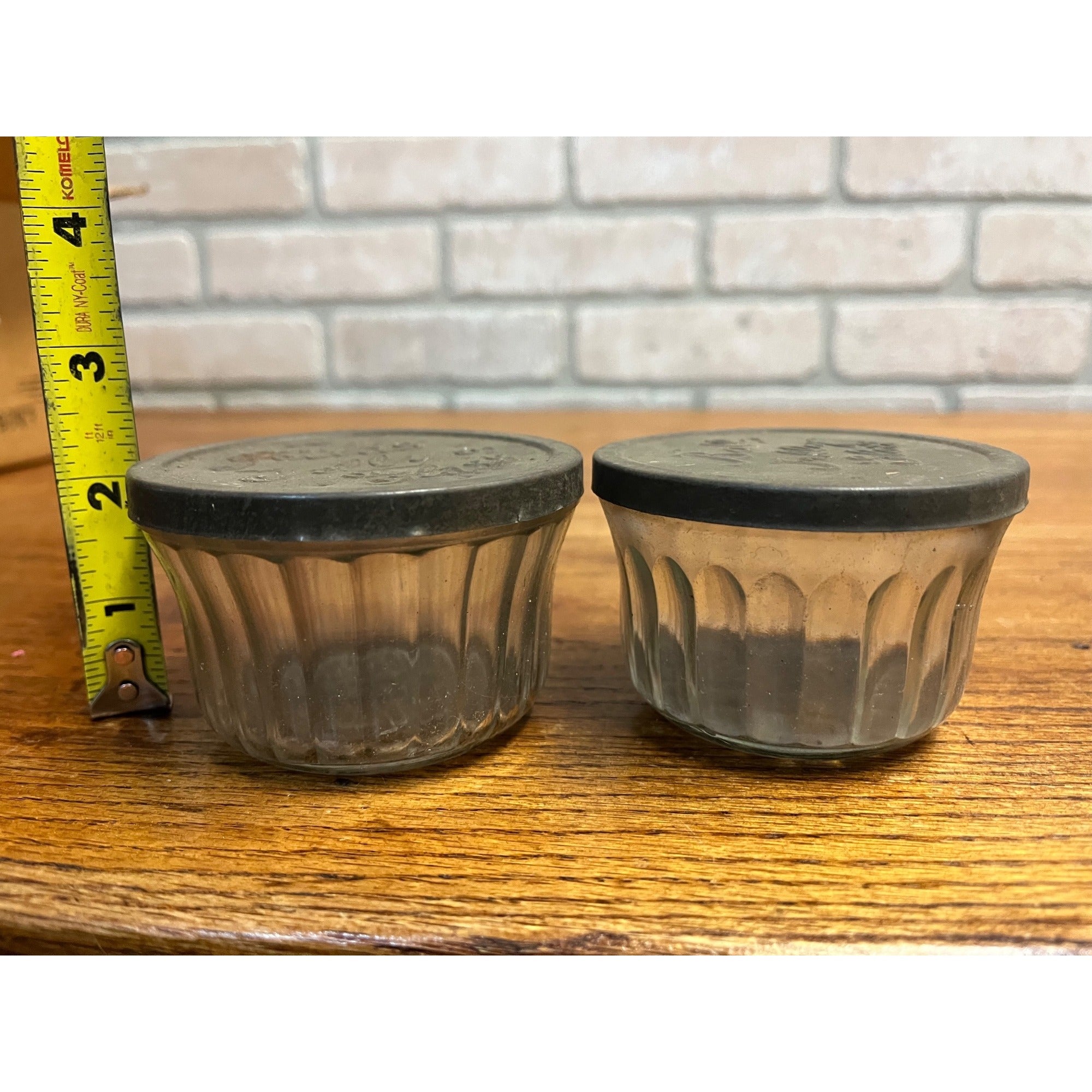 Vintage Ribbed Kerr Atlas Ball Jelly Glass Jars Lot Original Tin Metal Lids