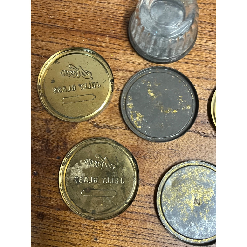 Vintage Ribbed Kerr Atlas Ball Jelly Glass Jars Lot Original Tin Metal Lids