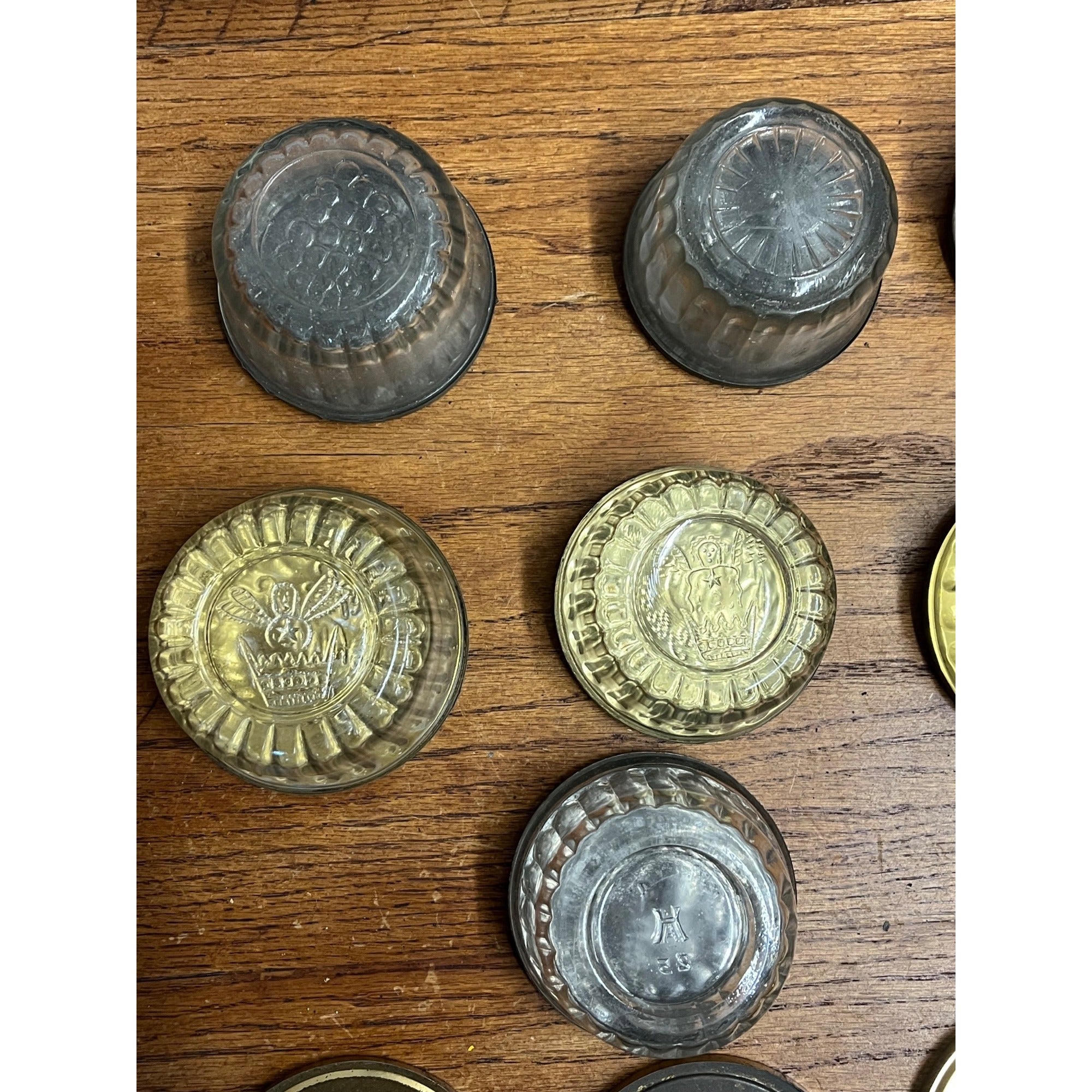 Vintage Ribbed Kerr Atlas Ball Jelly Glass Jars Lot Original Tin Metal Lids