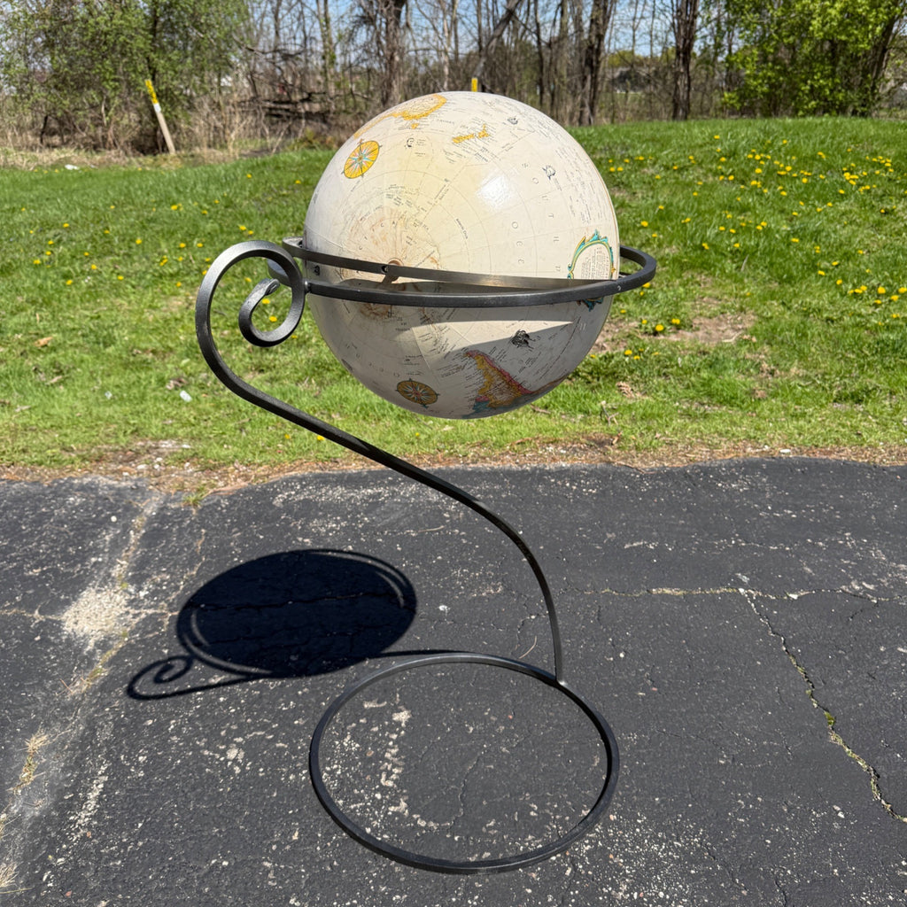 Large 16" Globe W/ Metal Stand Cast Iron Unique World Classic Replogle