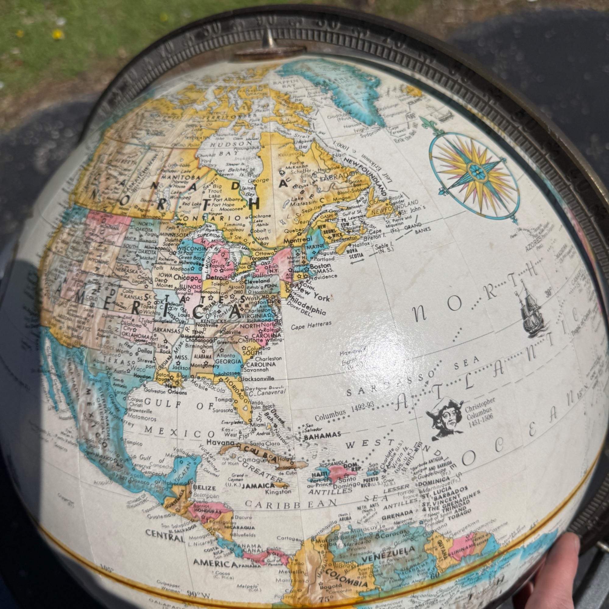 Large 16" Globe W/ Metal Stand Cast Iron Unique World Classic Replogle