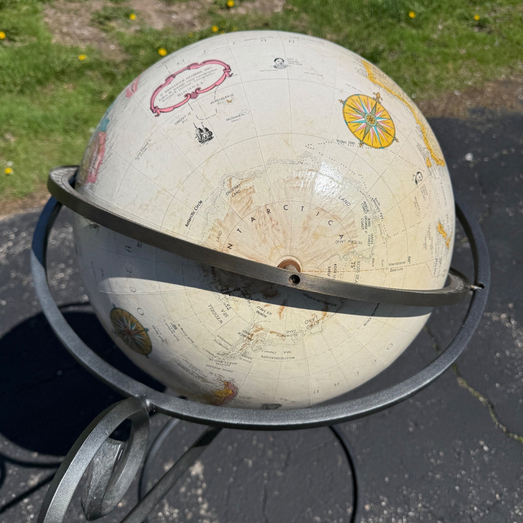 Large 16" Globe W/ Metal Stand Cast Iron Unique World Classic Replogle