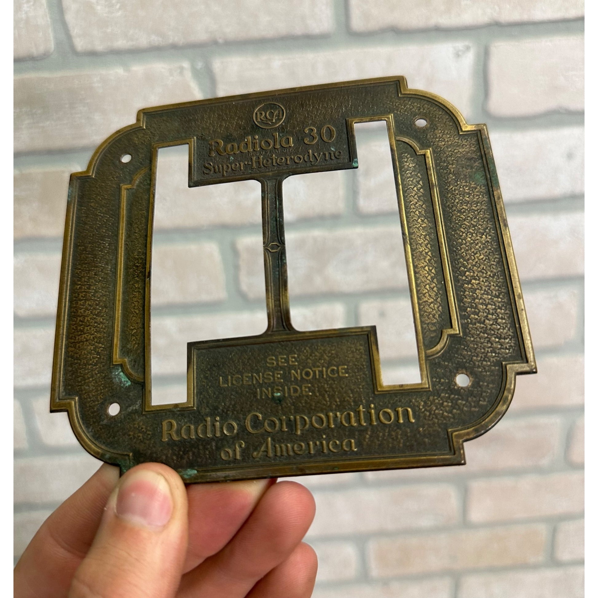 Vintage RCA Radiola Model 30 Chassis Brass Face Plate Part Radio Corporation