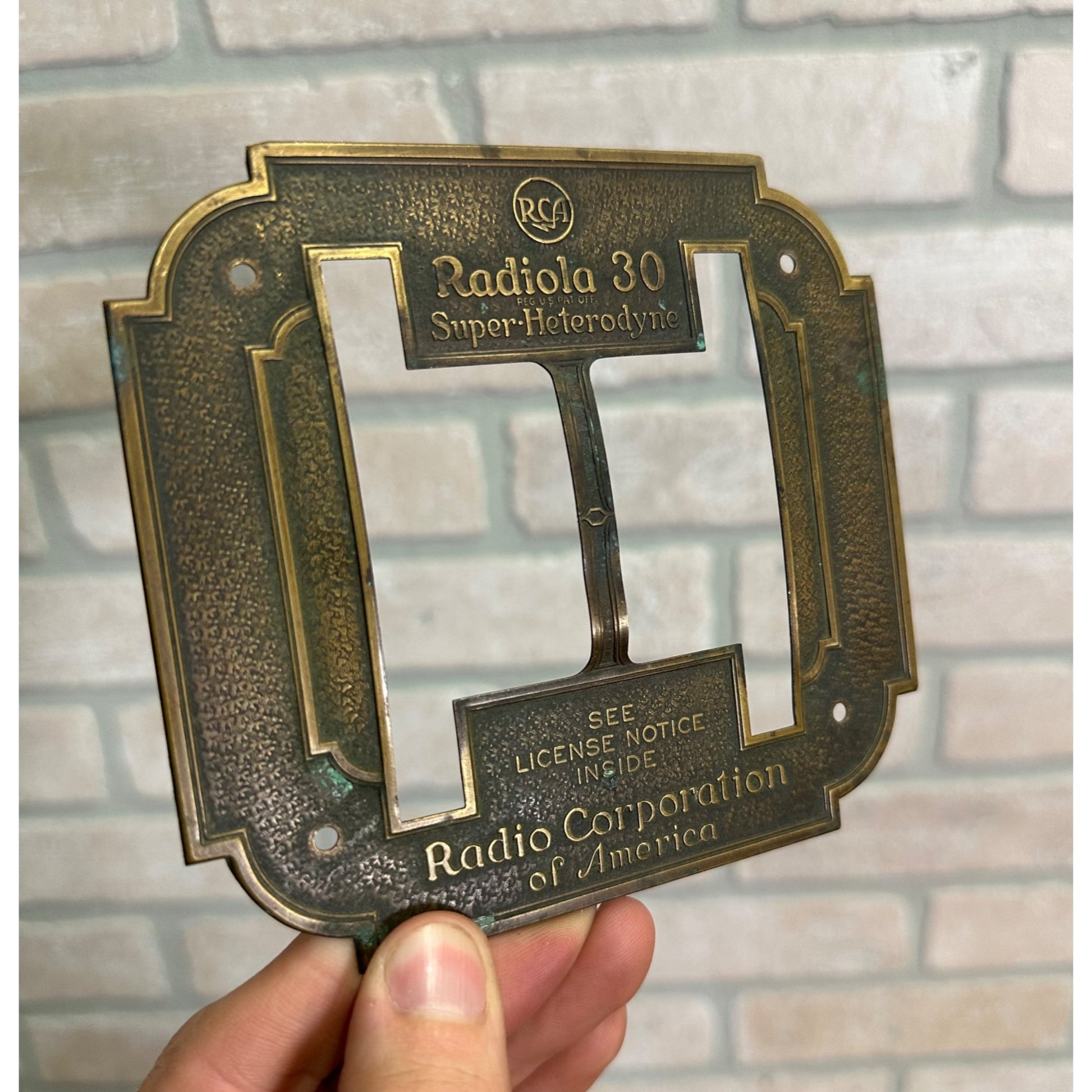 Vintage RCA Radiola Model 30 Chassis Brass Face Plate Part Radio Corporation