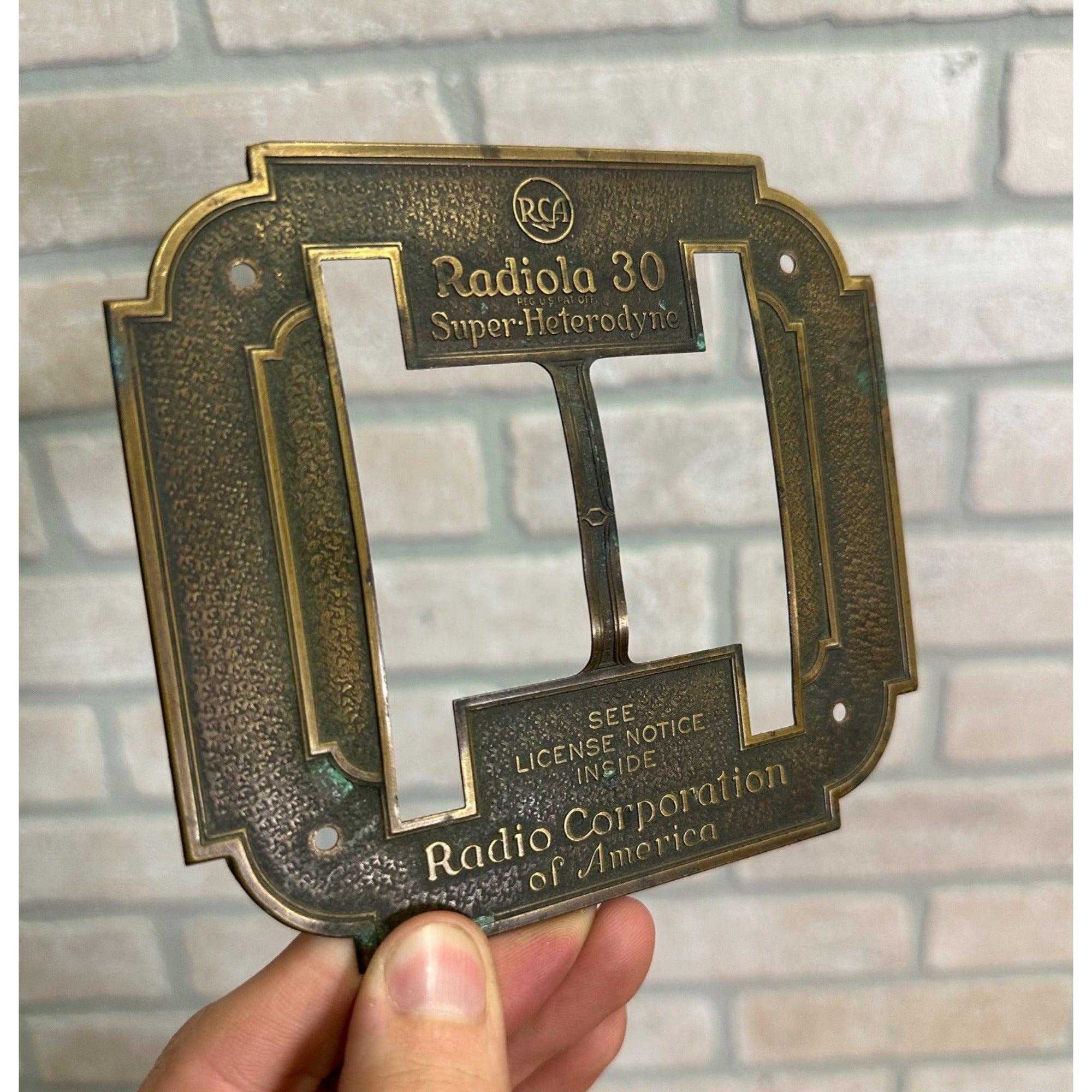 Vintage RCA Radiola Model 30 Chassis Brass Face Plate Part Radio Corporation
