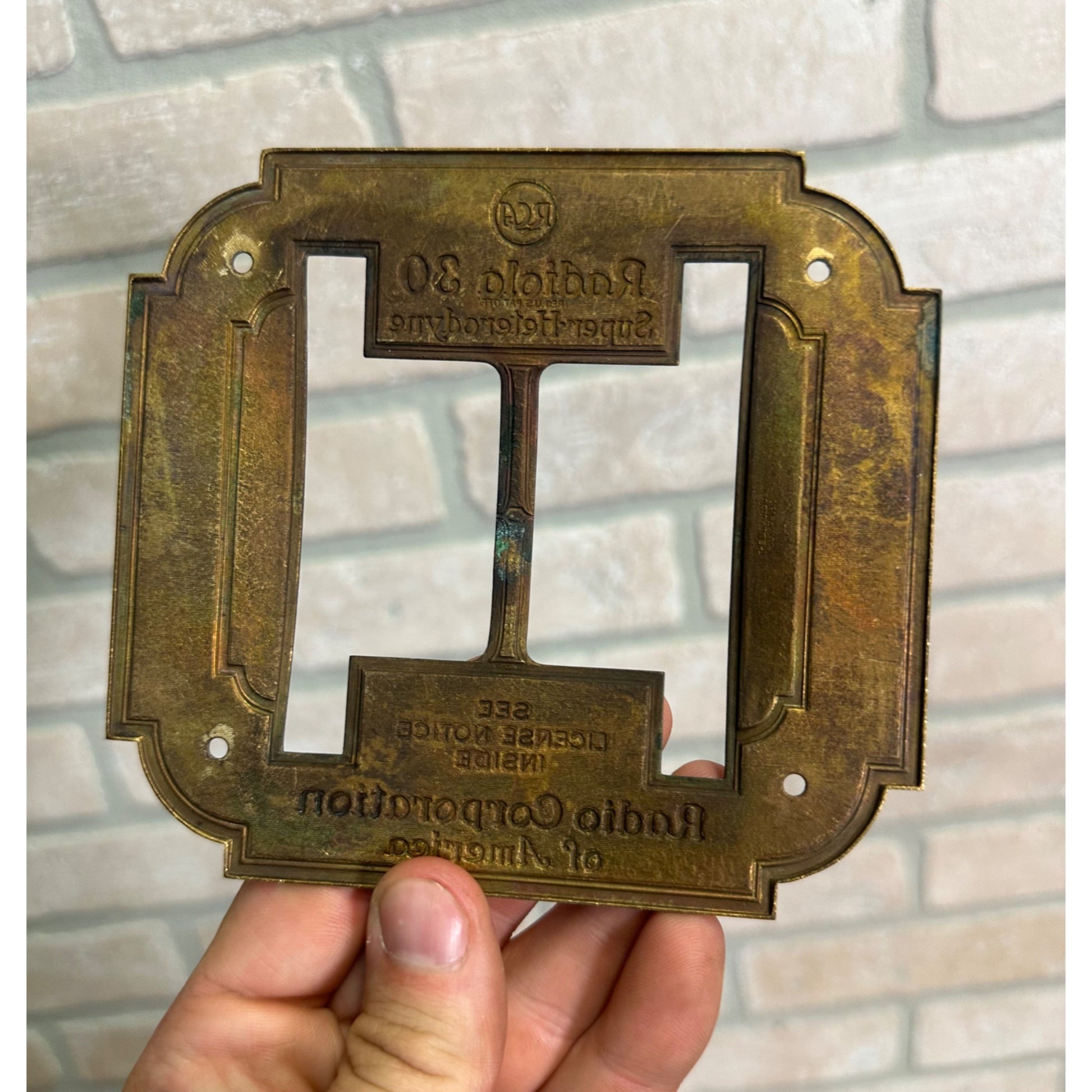 Vintage RCA Radiola Model 30 Chassis Brass Face Plate Part Radio Corporation