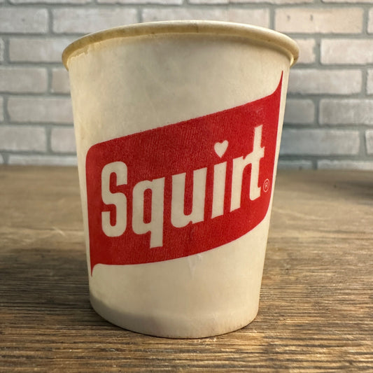 Vintage Squirt Red White Sample Soda Paper Wax Promotional Cup