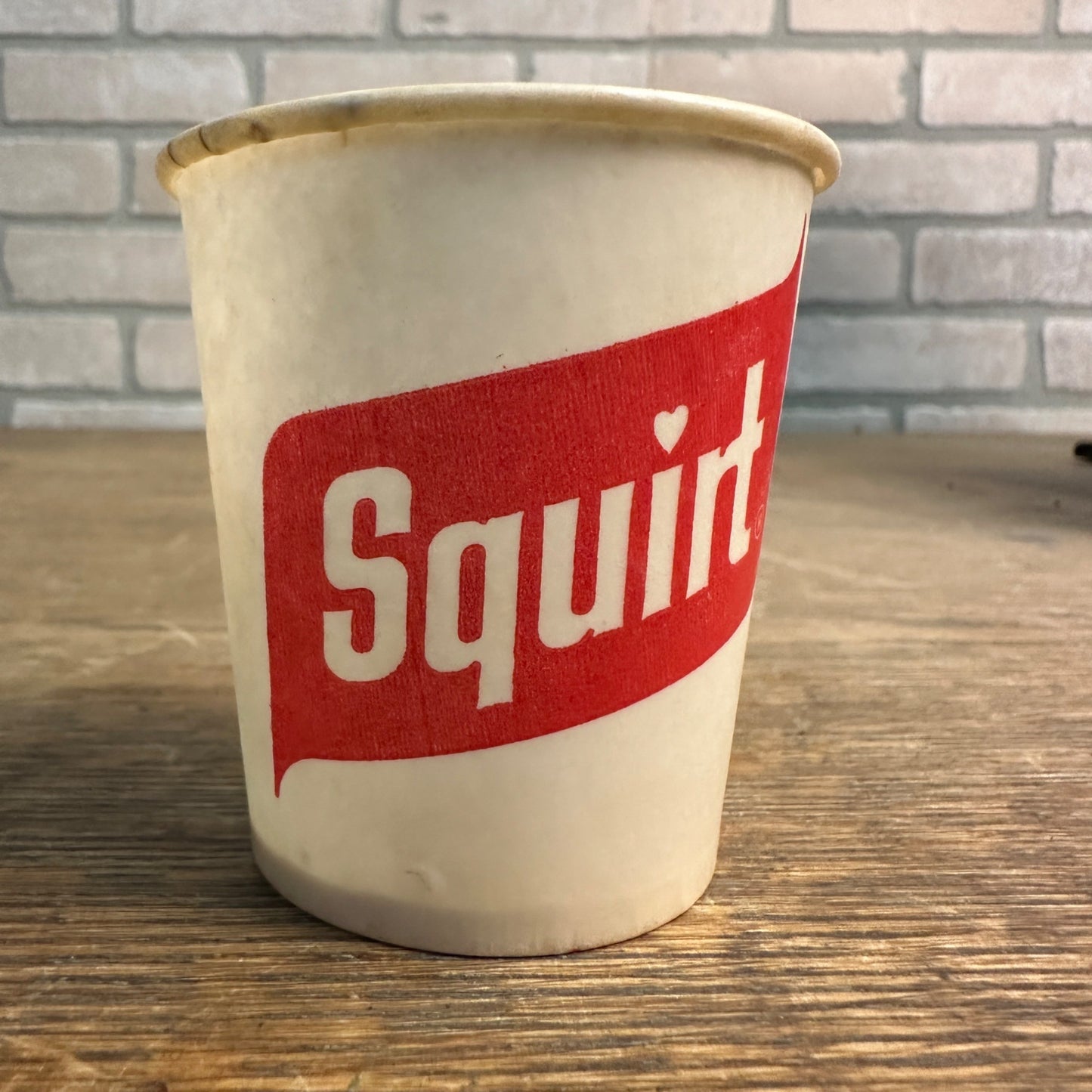 Vintage Squirt Red White Sample Soda Paper Wax Promotional Cup