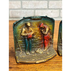 Pair of Antique Rare Original Paint Solid Cast Iron Angelus Bookends Vintage