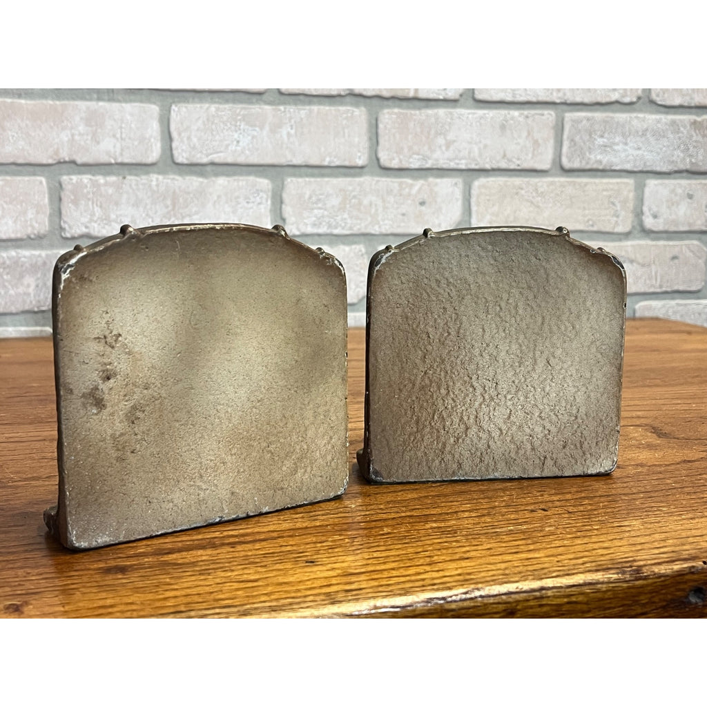 Pair of Antique Rare Original Paint Solid Cast Iron Angelus Bookends Vintage