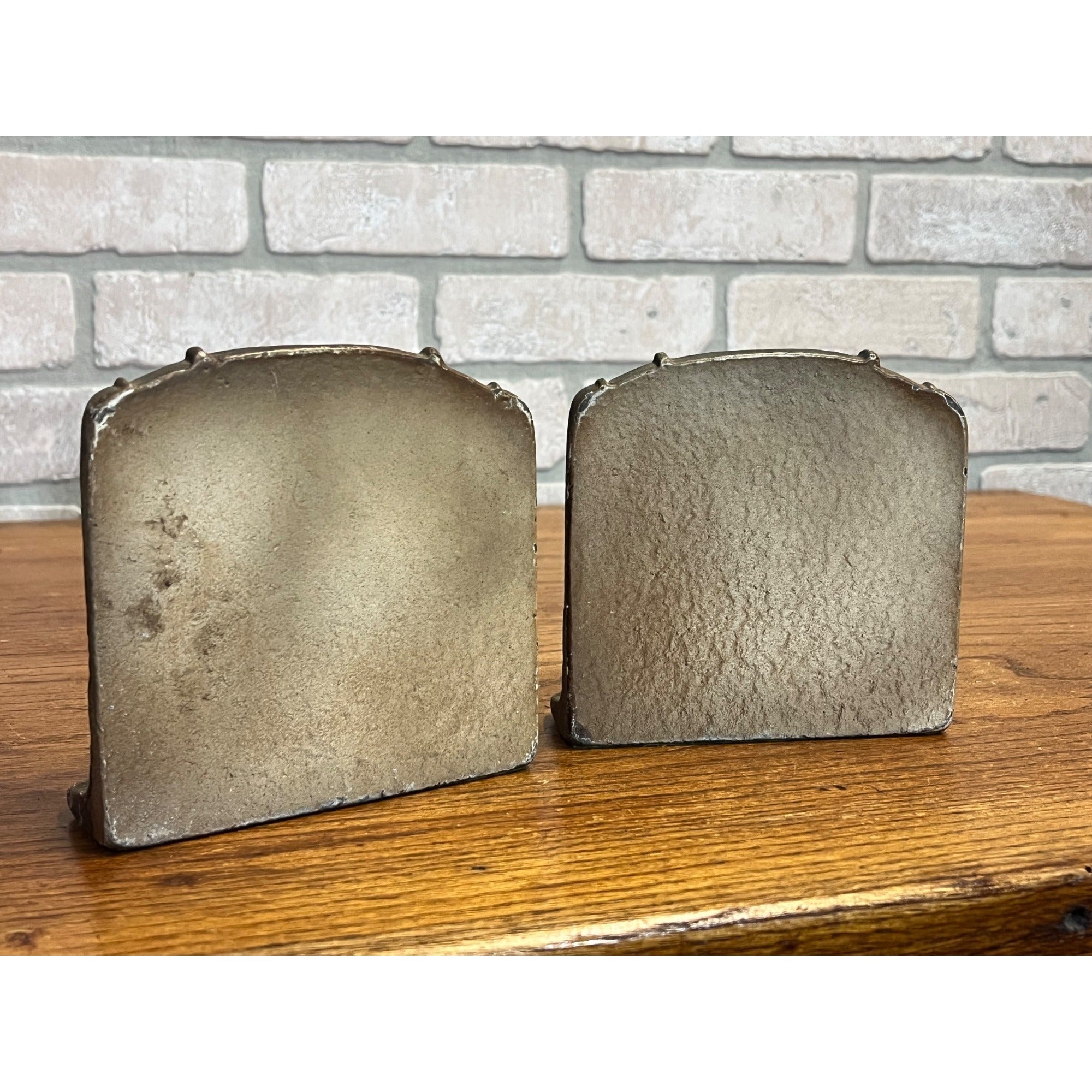 Pair of Antique Rare Original Paint Solid Cast Iron Angelus Bookends Vintage