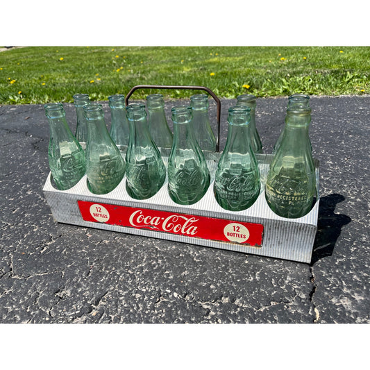 Vintage 1950s Coca-Cola Aluminum 12 Soda Bottle Carrier Advertising