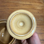 Vintage Pfaltzgraff USA Ceramic Crock With Lid Yellow & Blue Quilted Star Design