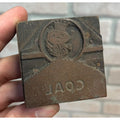 Vintage Letterpress Printing Block Old King Coal Advertising Copper