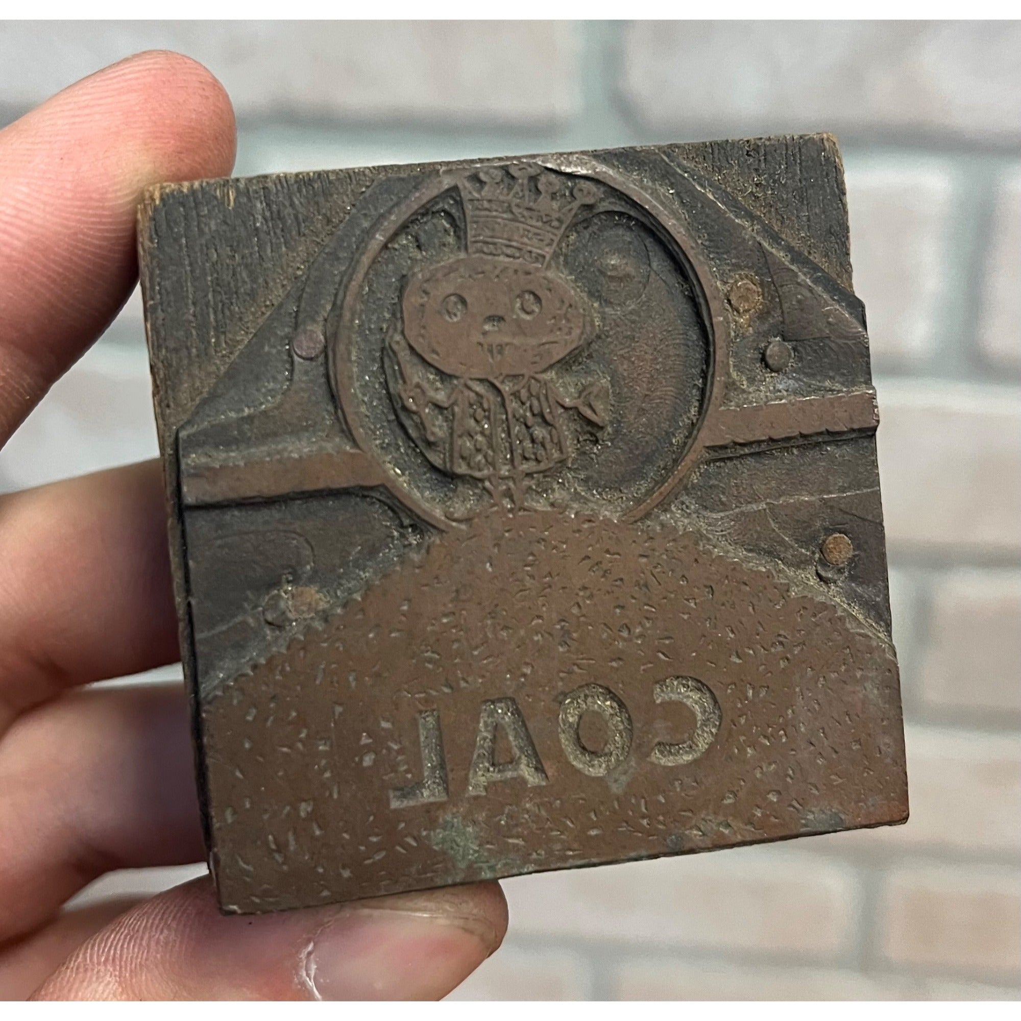 Vintage Letterpress Printing Block Old King Coal Advertising Copper