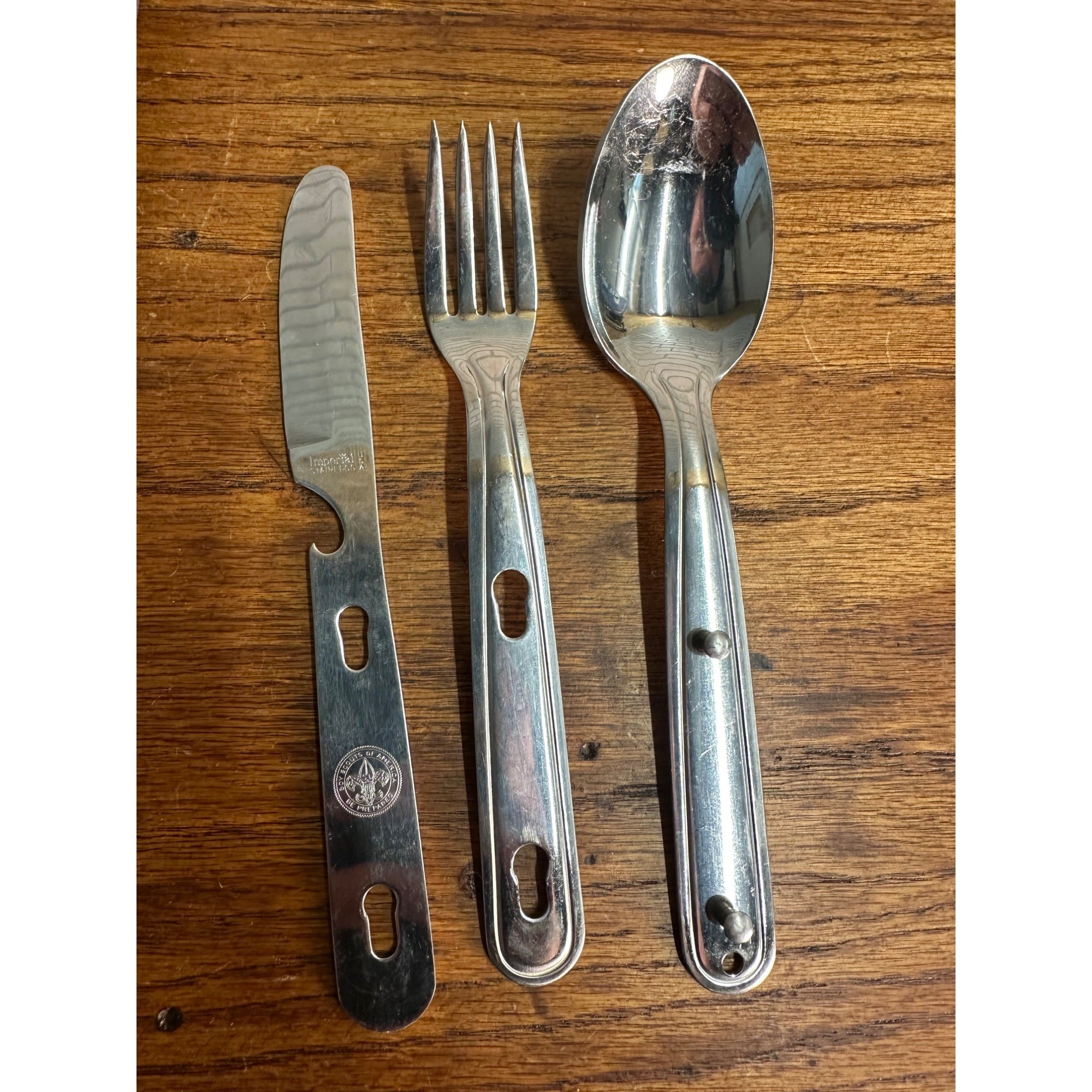 Vintage Boy Scouts of America 3pc Utensil Set Imperial w/ Sleeve