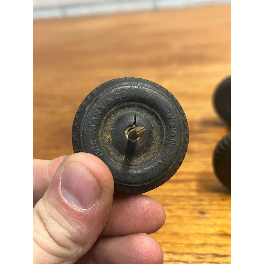 Original Louis Marx Lot (3) Tire Wheel Hard Rubber Replacement Parts 1.5"