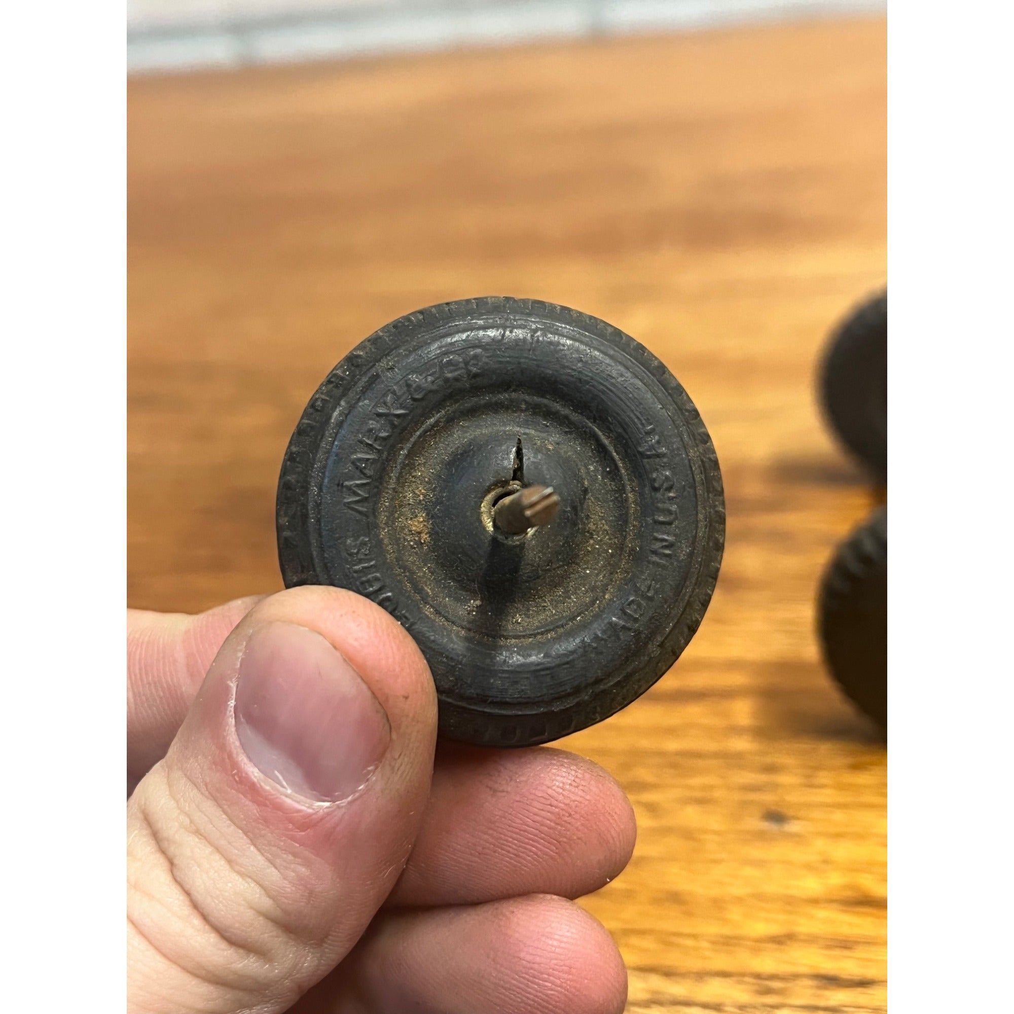 Original Louis Marx Lot (3) Tire Wheel Hard Rubber Replacement Parts 1.5"