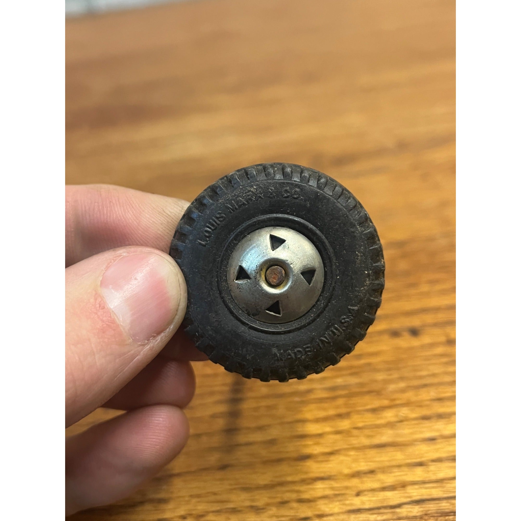 Original Louis Marx Lot (3) Tire Wheel Hard Rubber Replacement Parts 1.5"