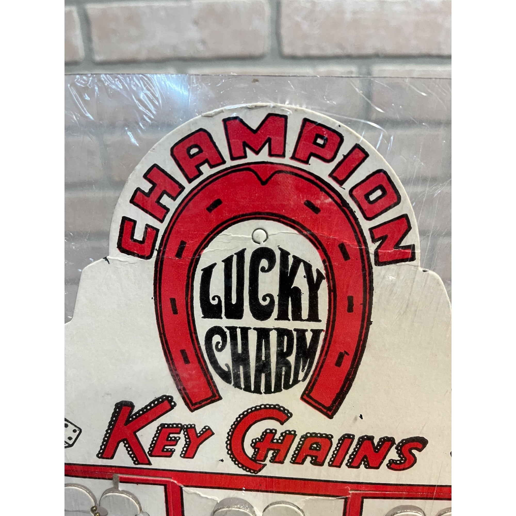 Vintage 1945 Champion Lucky Charm Harmonica Key Chain Store Display Sign