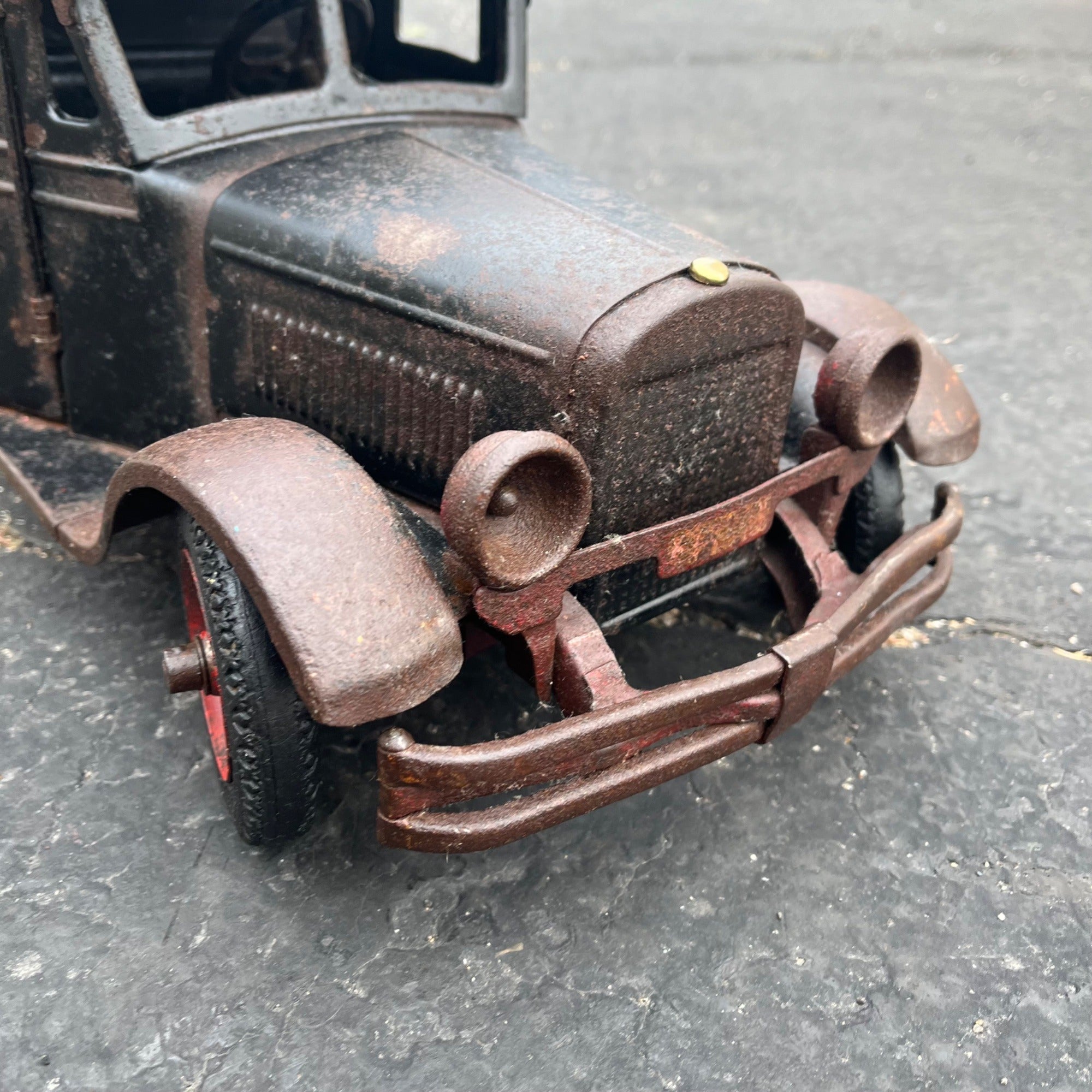 Vintage 1920s Buddy L Black & Red Truck Pressed Steel Toy Junior Line 24"