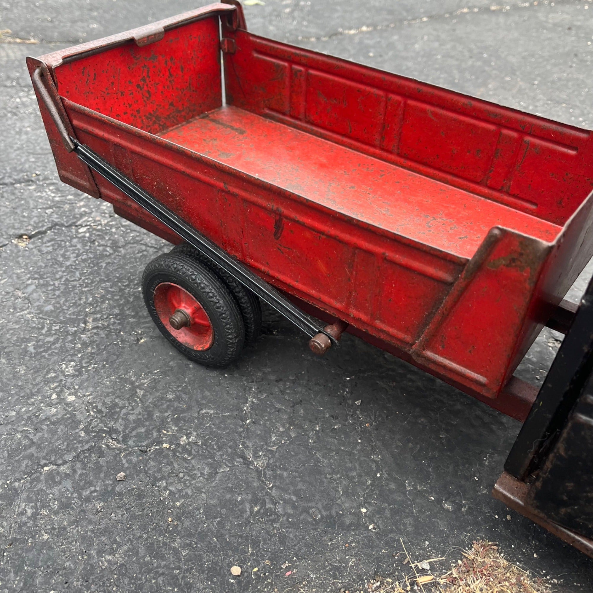 Vintage 1920s Buddy L Black & Red Truck Pressed Steel Toy Junior Line 24"