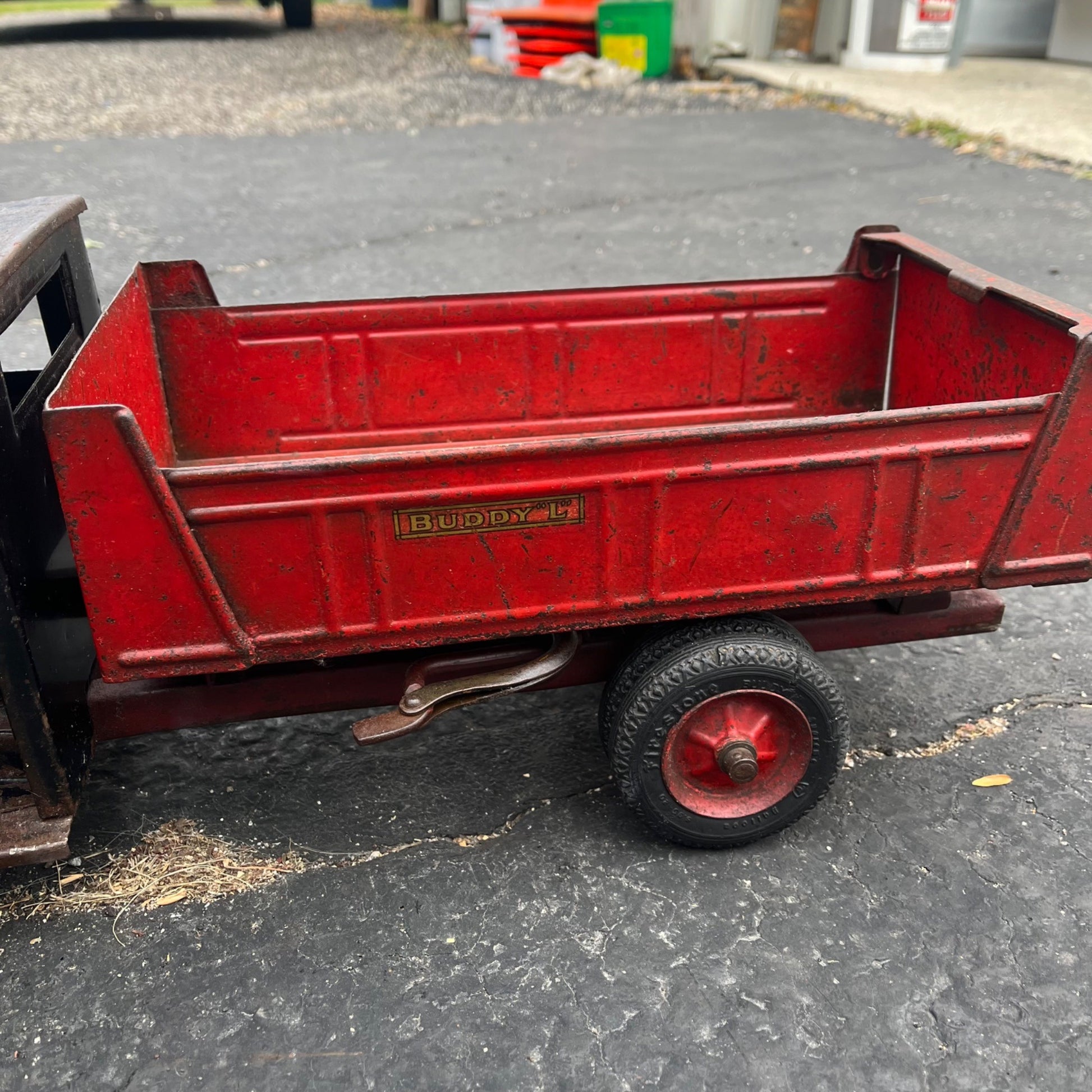 Vintage 1920s Buddy L Black & Red Truck Pressed Steel Toy Junior Line 24"