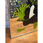 Vintage MCM Panda Bear and Bamboo Adorable Wall Mirror Mid-Century 20" x 16"