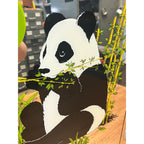 Vintage MCM Panda Bear and Bamboo Adorable Wall Mirror Mid-Century 20" x 16"