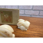 Vintage Socony Vacuum Oil Co Tavern #750 White 4 Rabbits Novelty Candles Easter