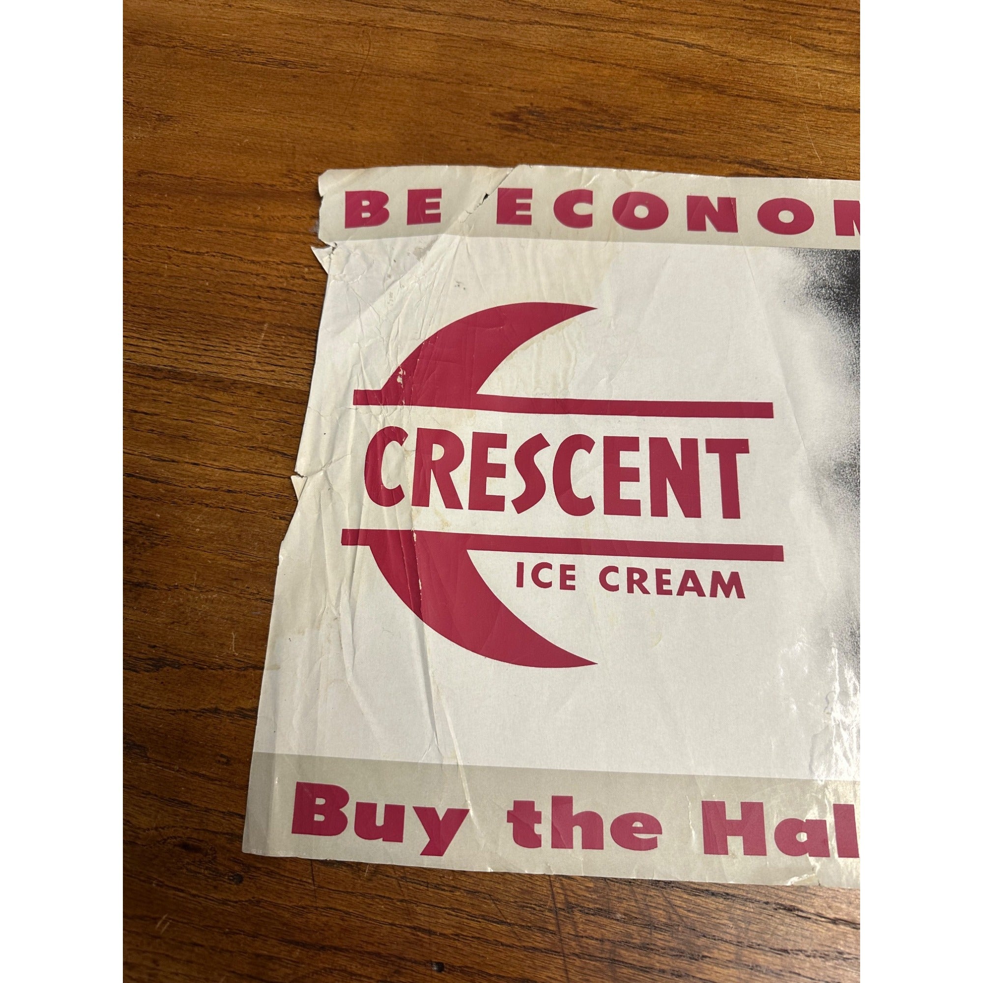 Vintage Crescent Ice Cream Paper Advertising Poster Sign Store Display