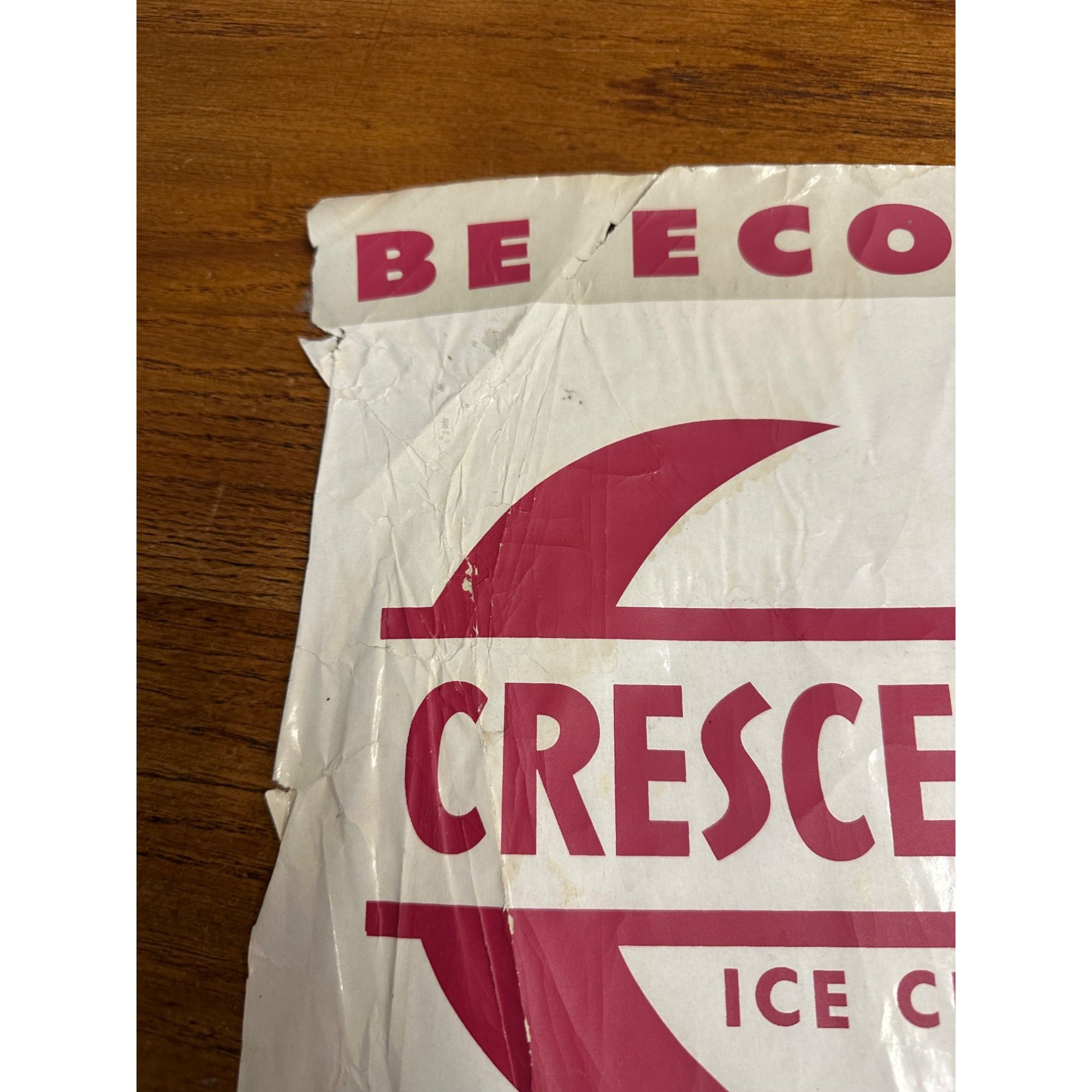 Vintage Crescent Ice Cream Paper Advertising Poster Sign Store Display