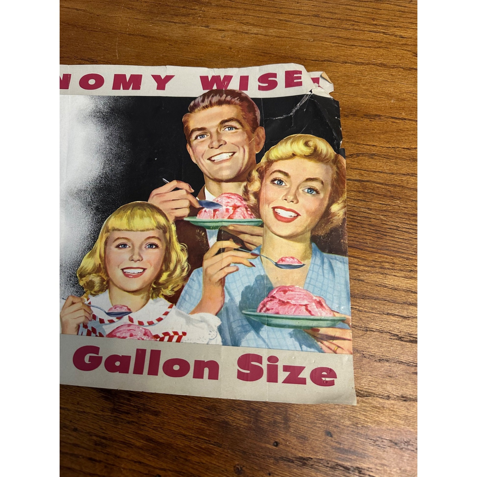 Vintage Crescent Ice Cream Paper Advertising Poster Sign Store Display