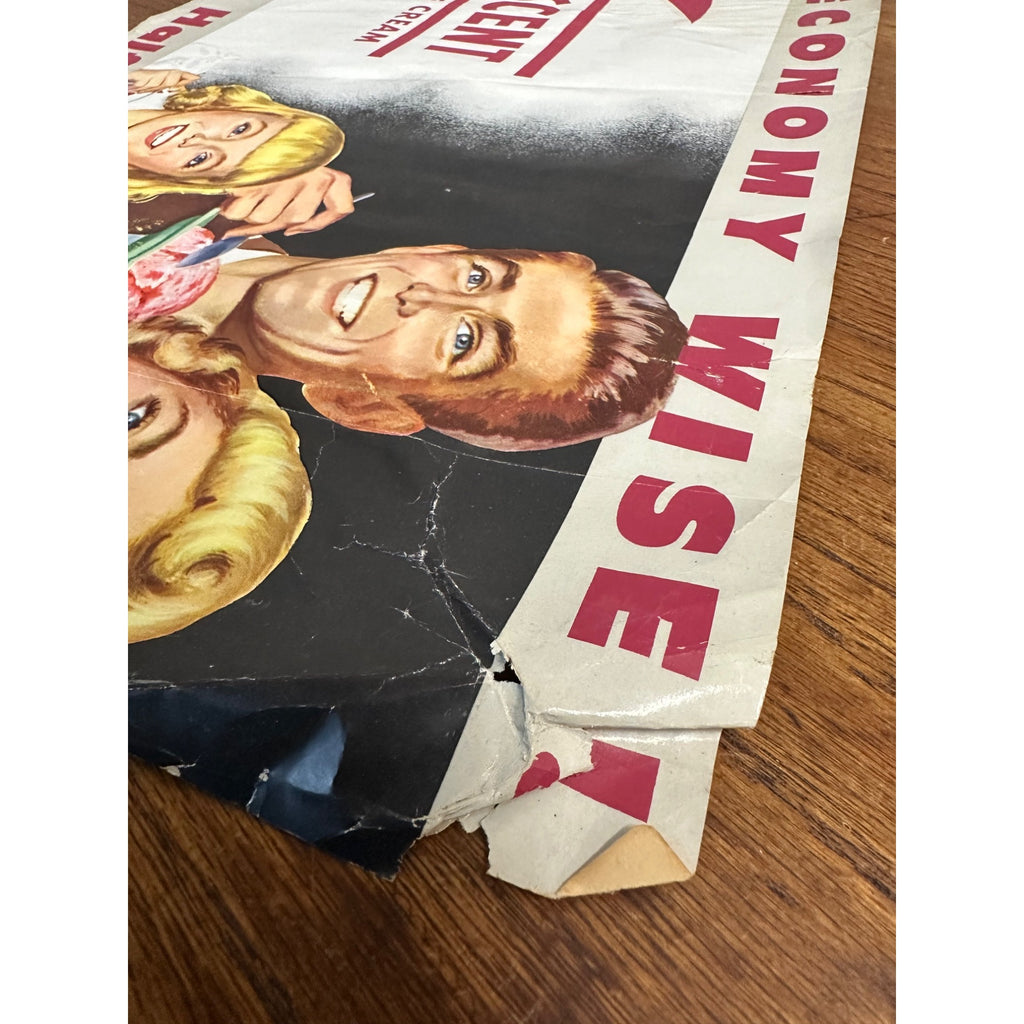 Vintage Crescent Ice Cream Paper Advertising Poster Sign Store Display
