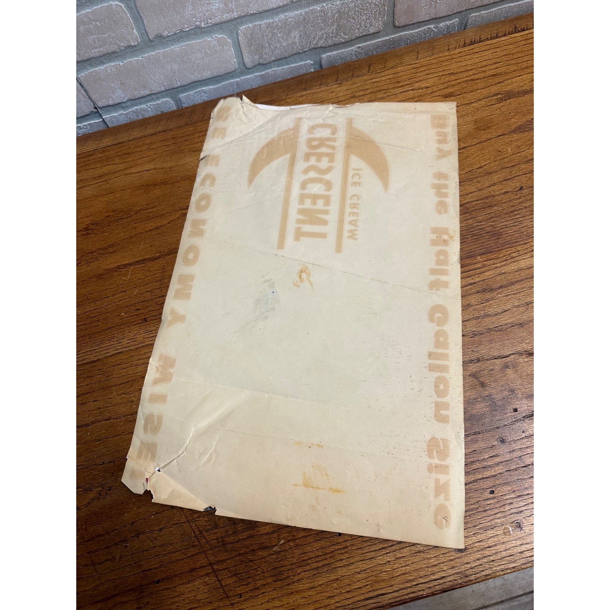 Vintage Crescent Ice Cream Paper Advertising Poster Sign Store Display