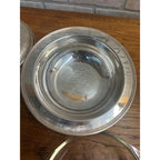 Vintage Sheridan Silver Plated Round Pedestal With Pyrex Serving Dish w/Lid