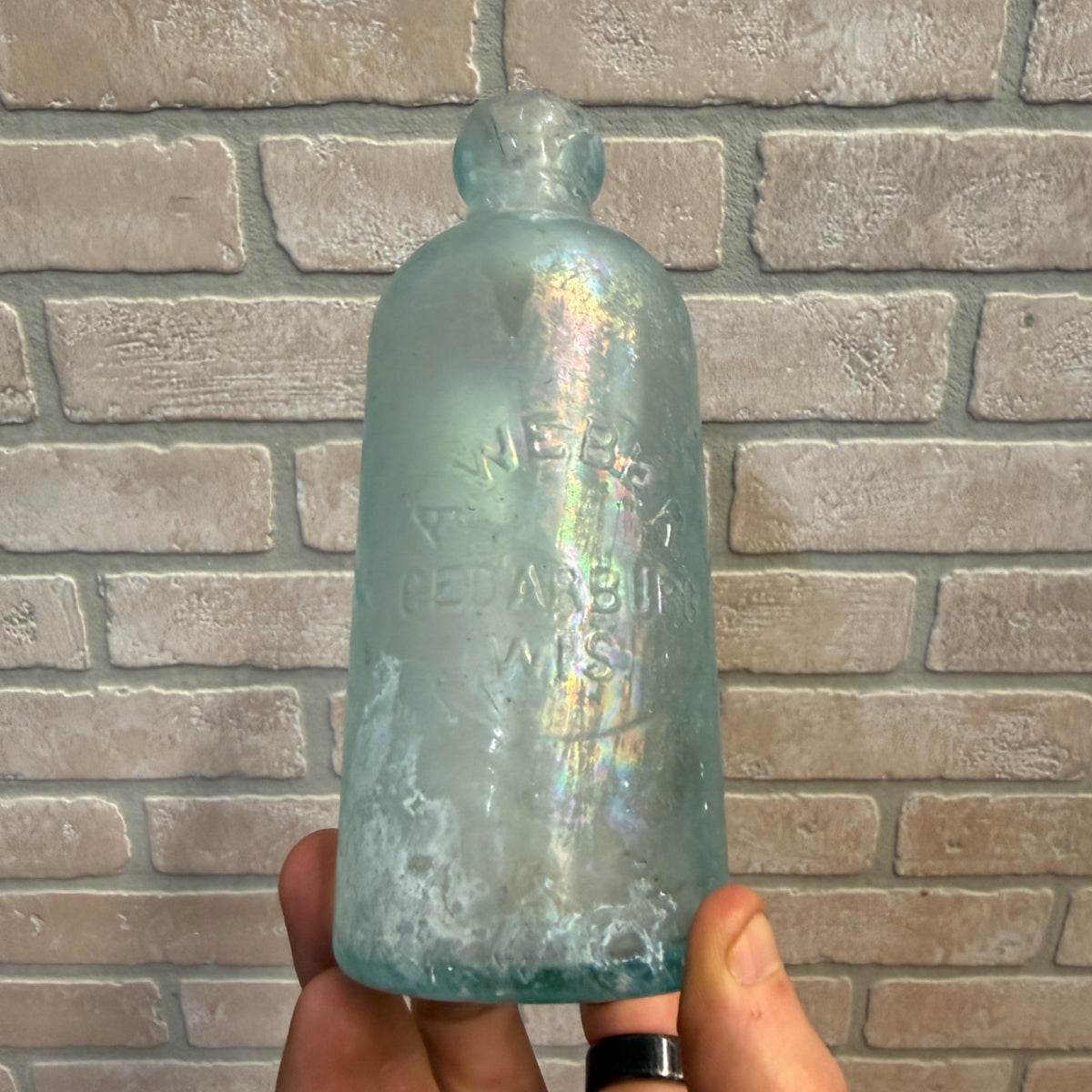 1888 Cedarburg A. Weber Hutchinson Soda Water Bottle Wisconsin Blob Hutch Early