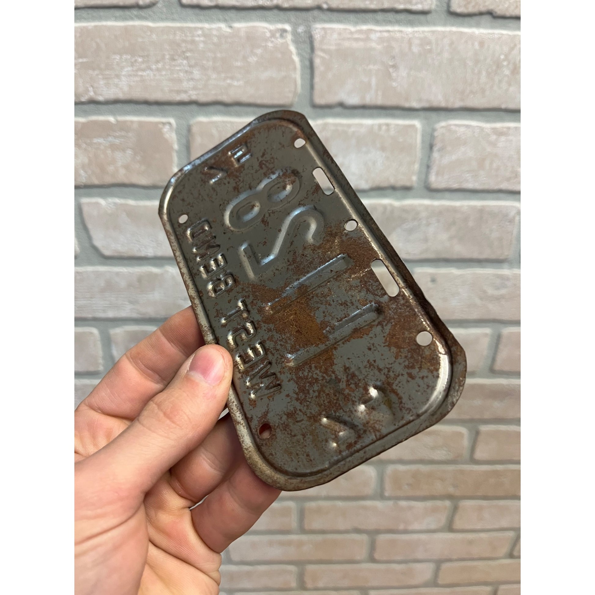 Vintage Wisconsin Bicycle Bike License Plate Embossed West Bend 1974-1975