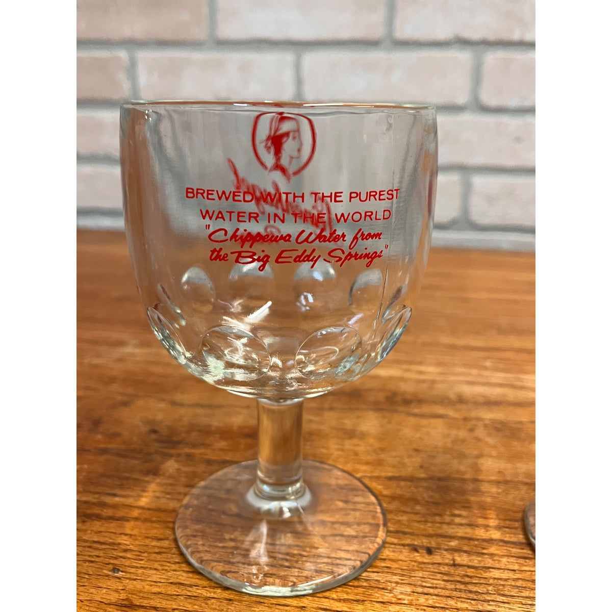 Vintage Leinenkugel Beer Mug Goblet Pair Lot (2) Indian Maiden Logo 6" Tall