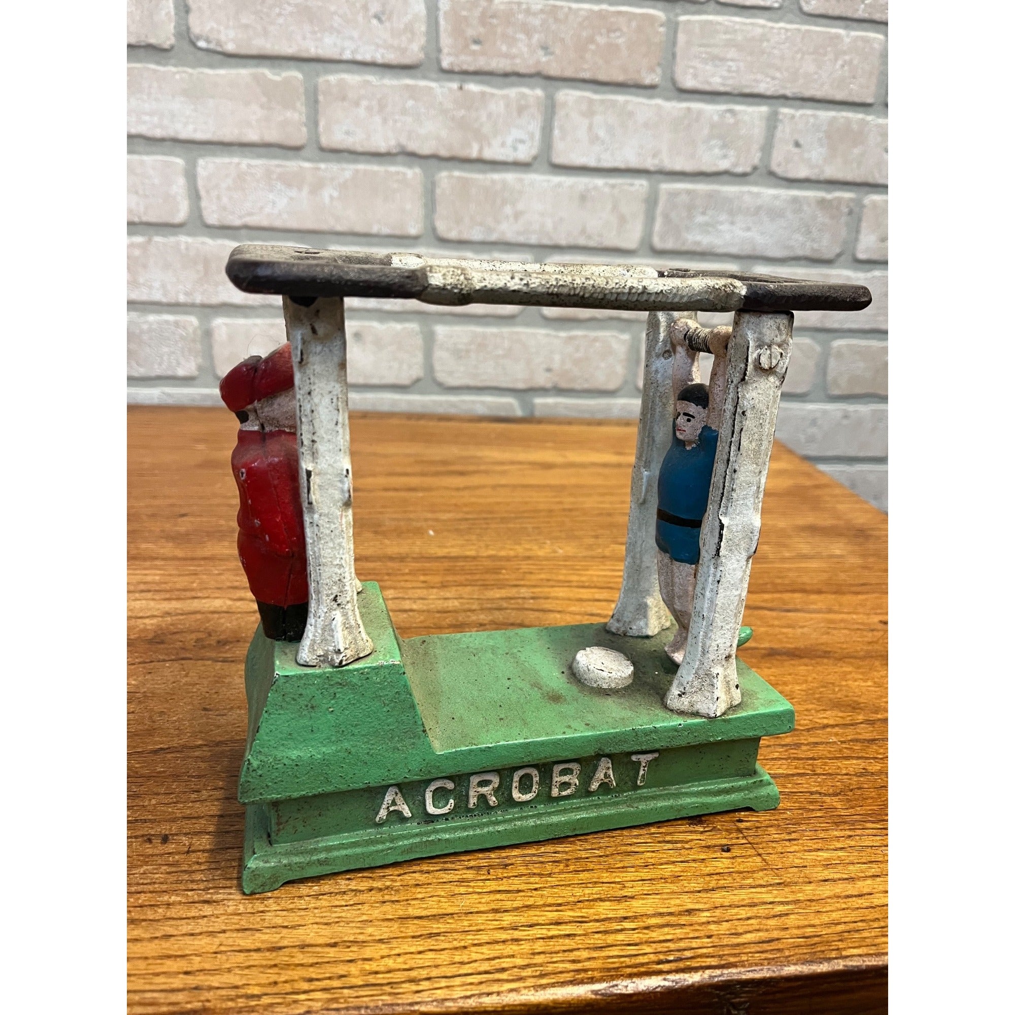 Vintage Hubley Acrobat Cast Iron Mechanical Bank - Works - Patent 1882