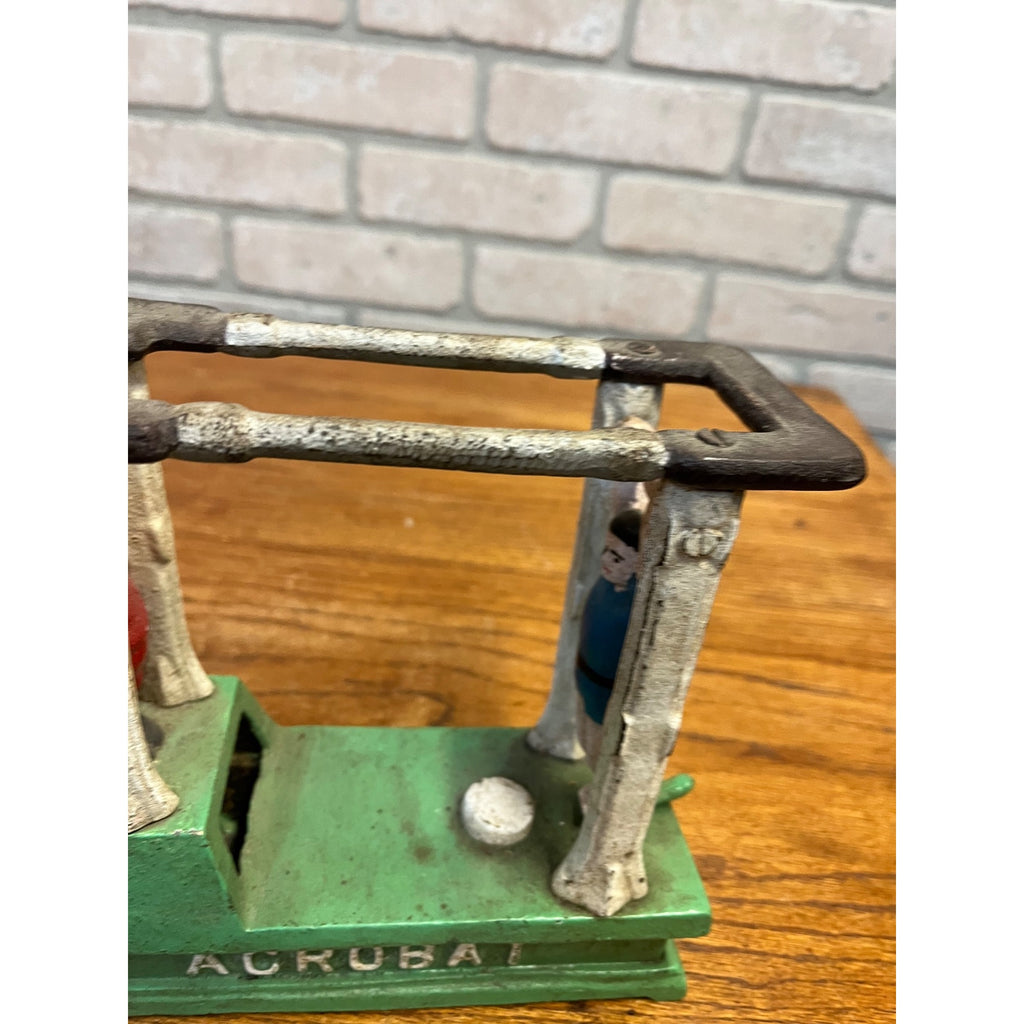 Vintage Hubley Acrobat Cast Iron Mechanical Bank - Works - Patent 1882