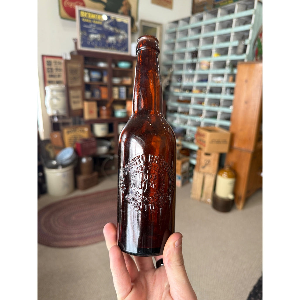 Vintage The Oconto Brewing Co. Oconto WIS Wisconsin Embossed Beer Bottle 12oz